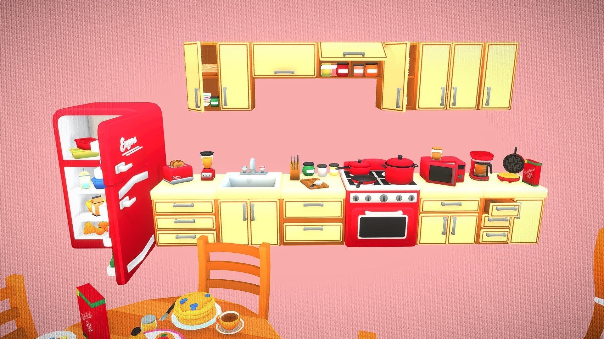 Furniture - Kitchen Pack Low-poly 3D model_3