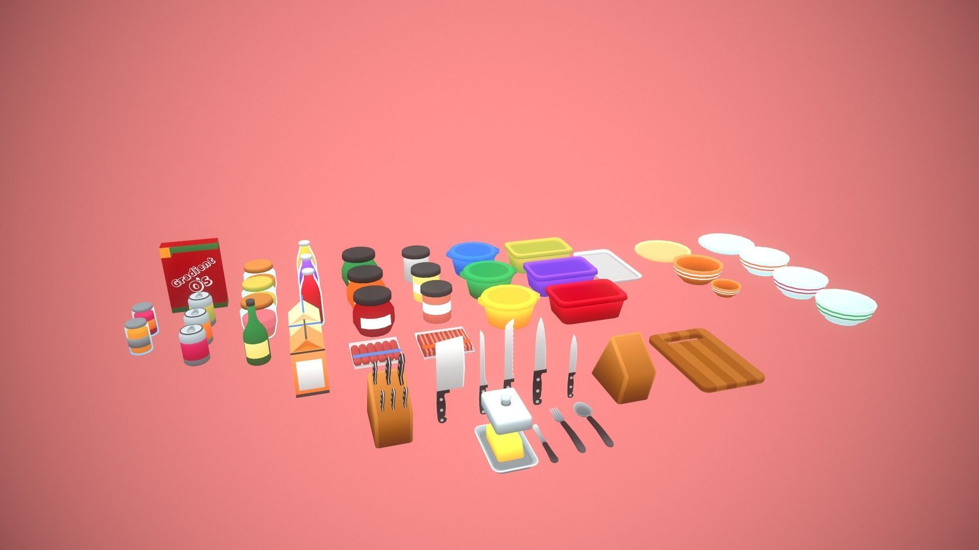 Furniture - Kitchen Pack Low-poly 3D model_10