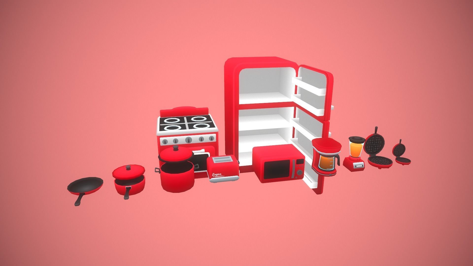 Furniture - Kitchen Pack Low-poly 3D model_8