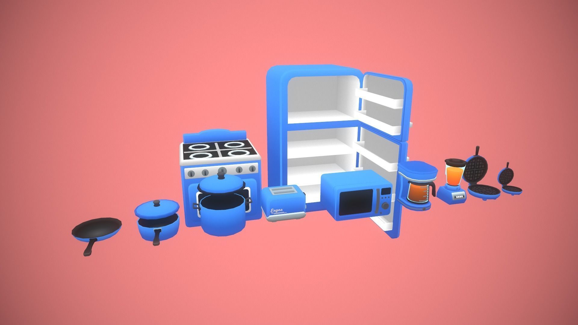 Furniture - Kitchen Pack Low-poly 3D model_9