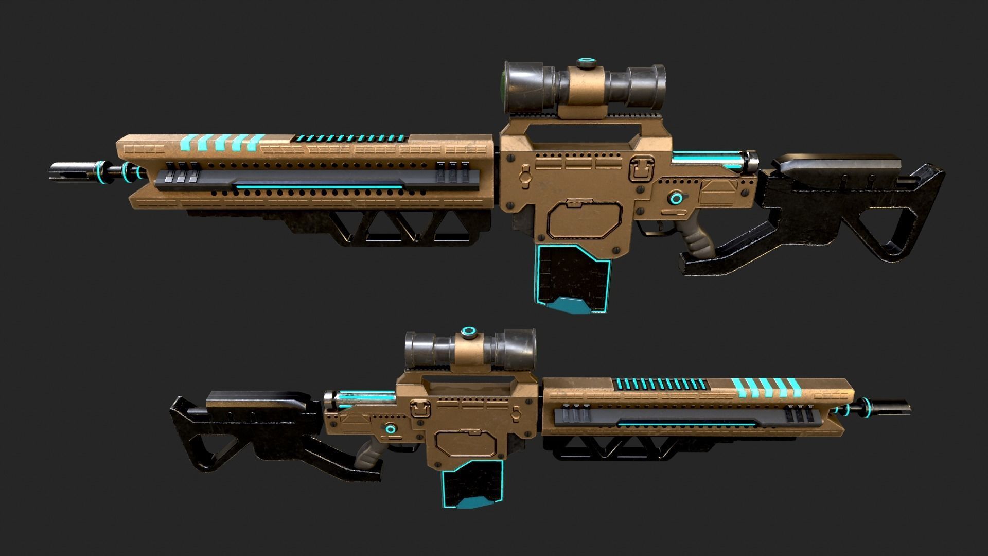 Neoniper two rifles Low-poly 3D model_4