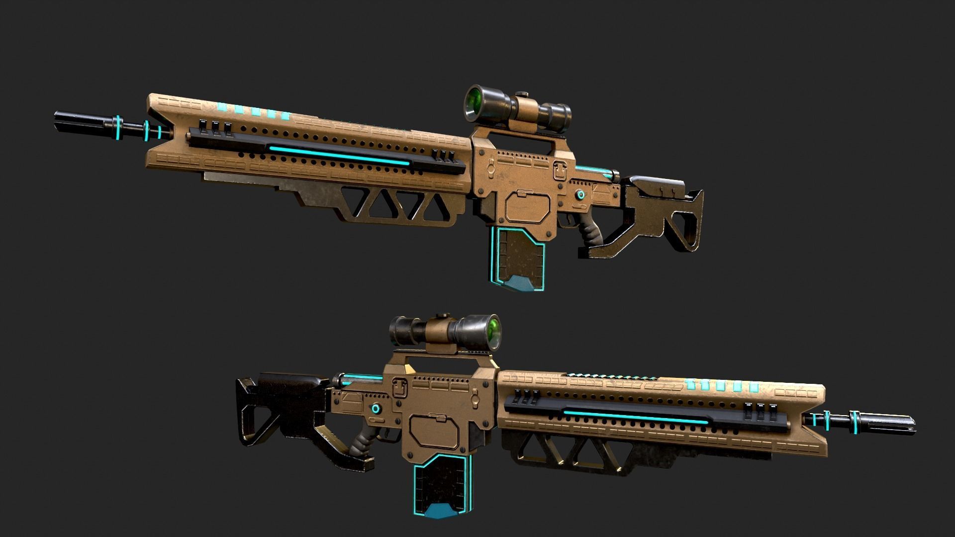 Neoniper two rifles Low-poly 3D model_5