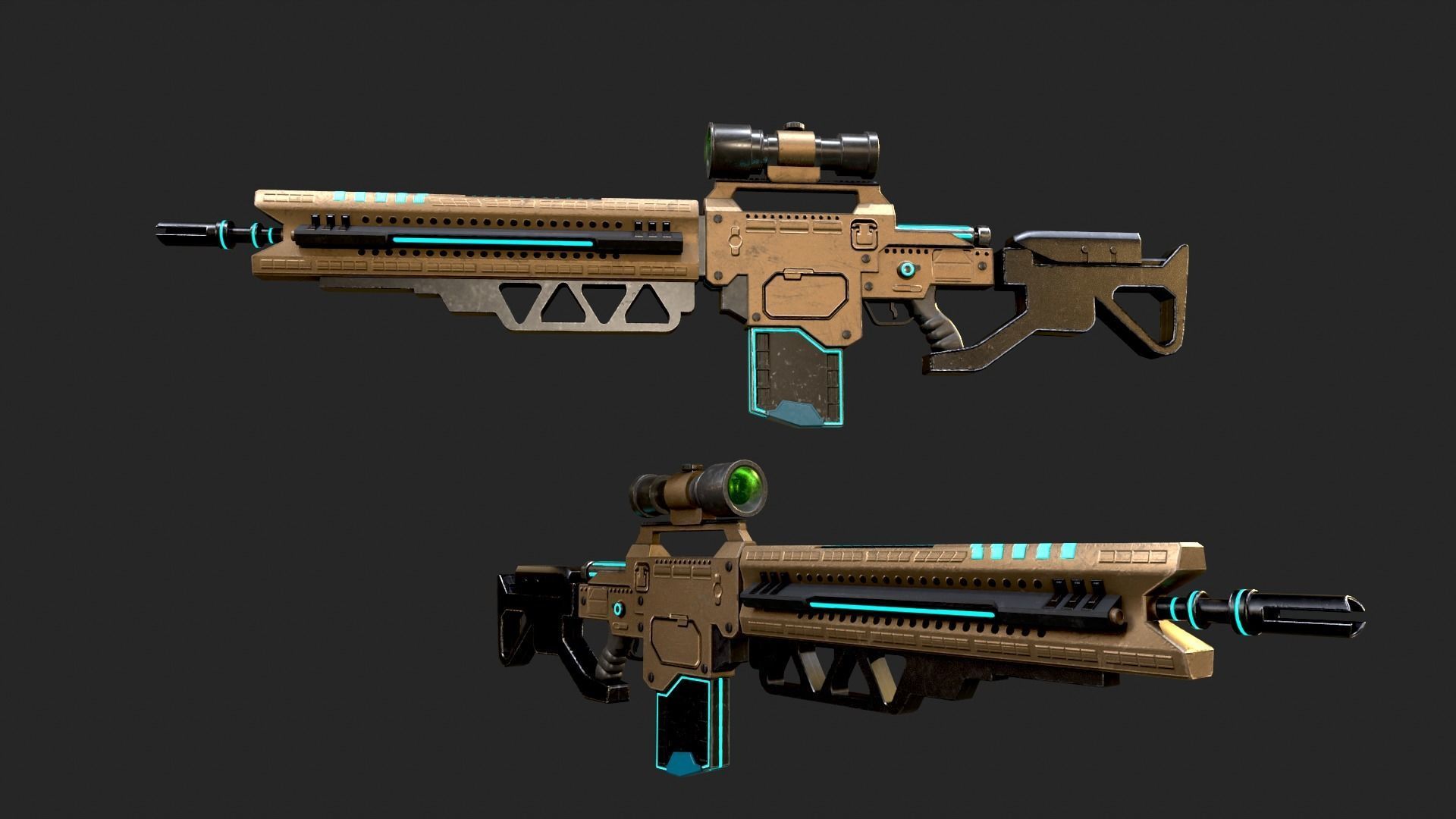 Neoniper two rifles Low-poly 3D model_6