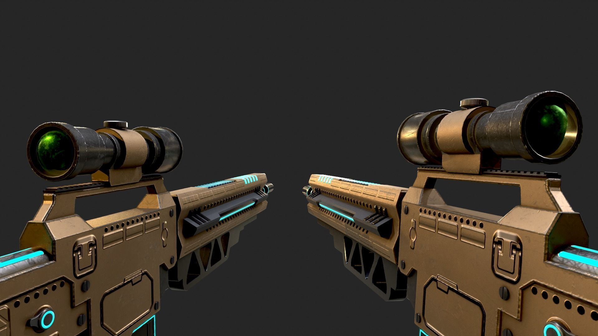 Neoniper two rifles Low-poly 3D model_7