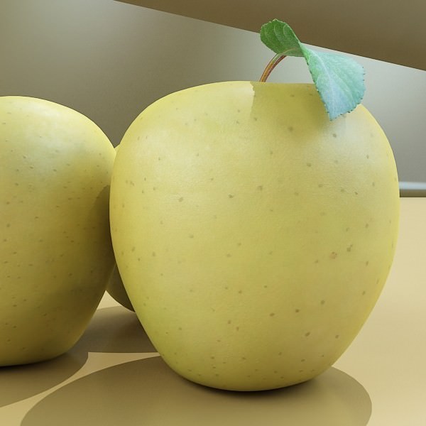 Yellow Apples in Bowl 3D model_12