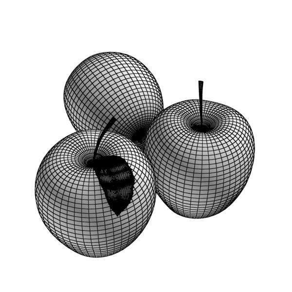 Yellow Apples in Bowl 3D model_15