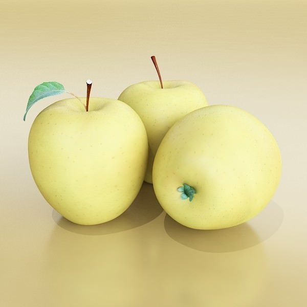 Yellow Apples in Bowl 3D model_11