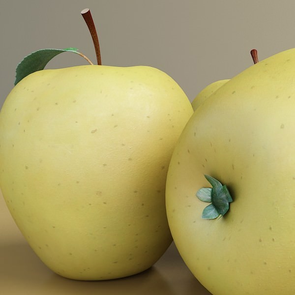 Yellow Apples in Bowl 3D model_13