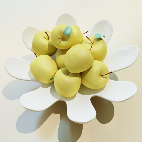 Yellow Apples in Bowl 3D model_3