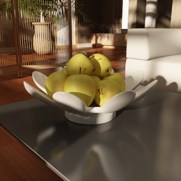 Yellow Apples in Bowl 3D model_2
