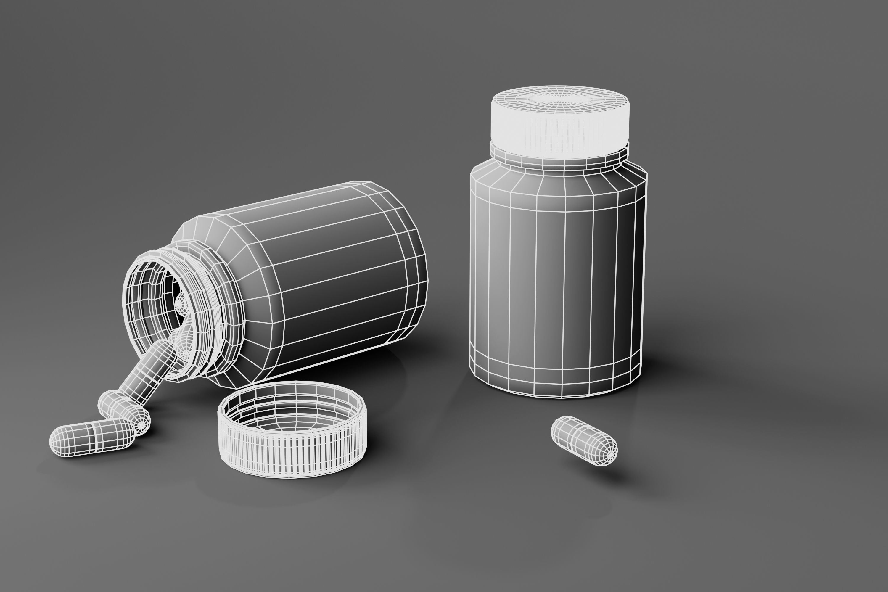 Capsules Bottle Low-poly 3D model_7
