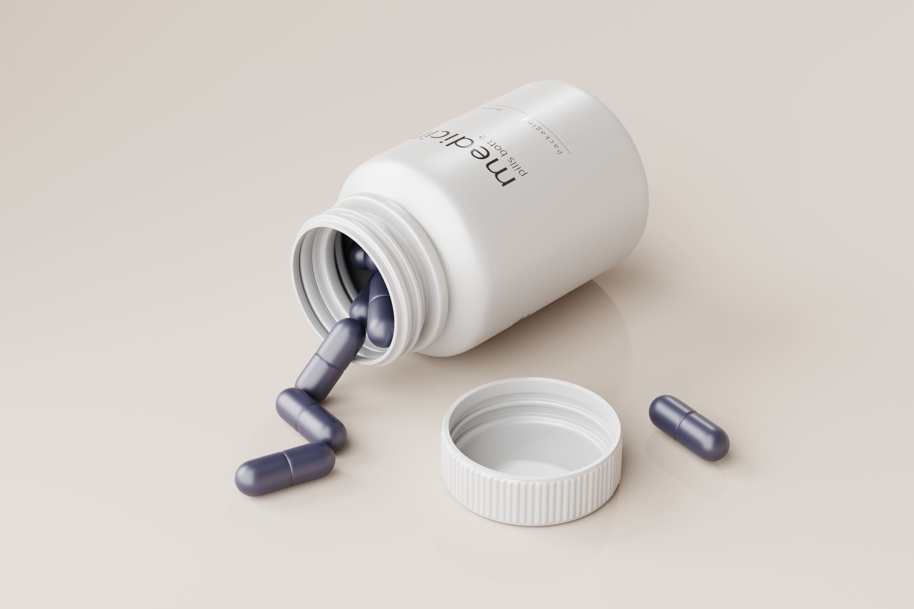 Capsules Bottle Low-poly 3D model_1