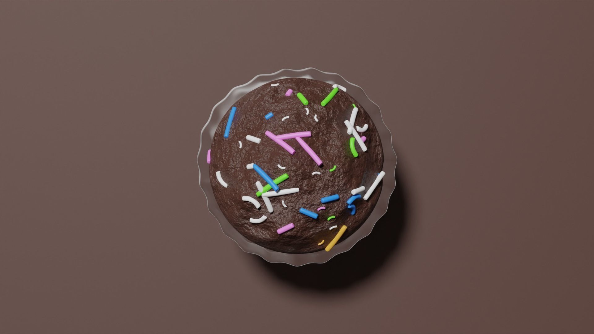 Realistic Chocolate Cupcake with Sprinkles 3D model_3