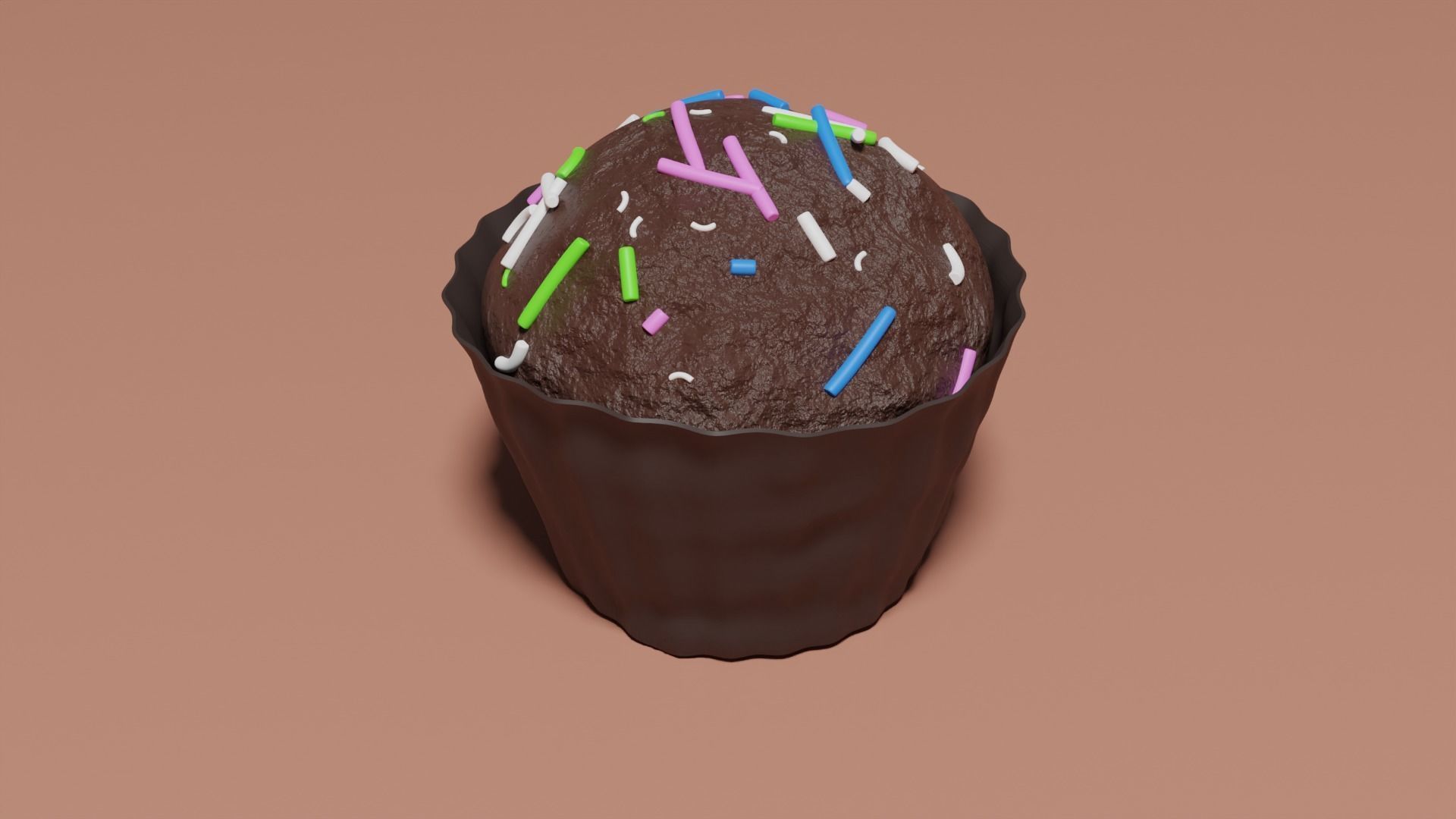 Realistic Chocolate Cupcake with Sprinkles 3D model_5