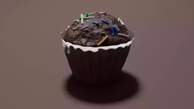 Realistic Chocolate Cupcake with Sprinkles