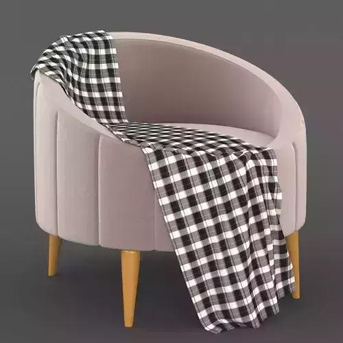 Armchair chair with plaid blanket