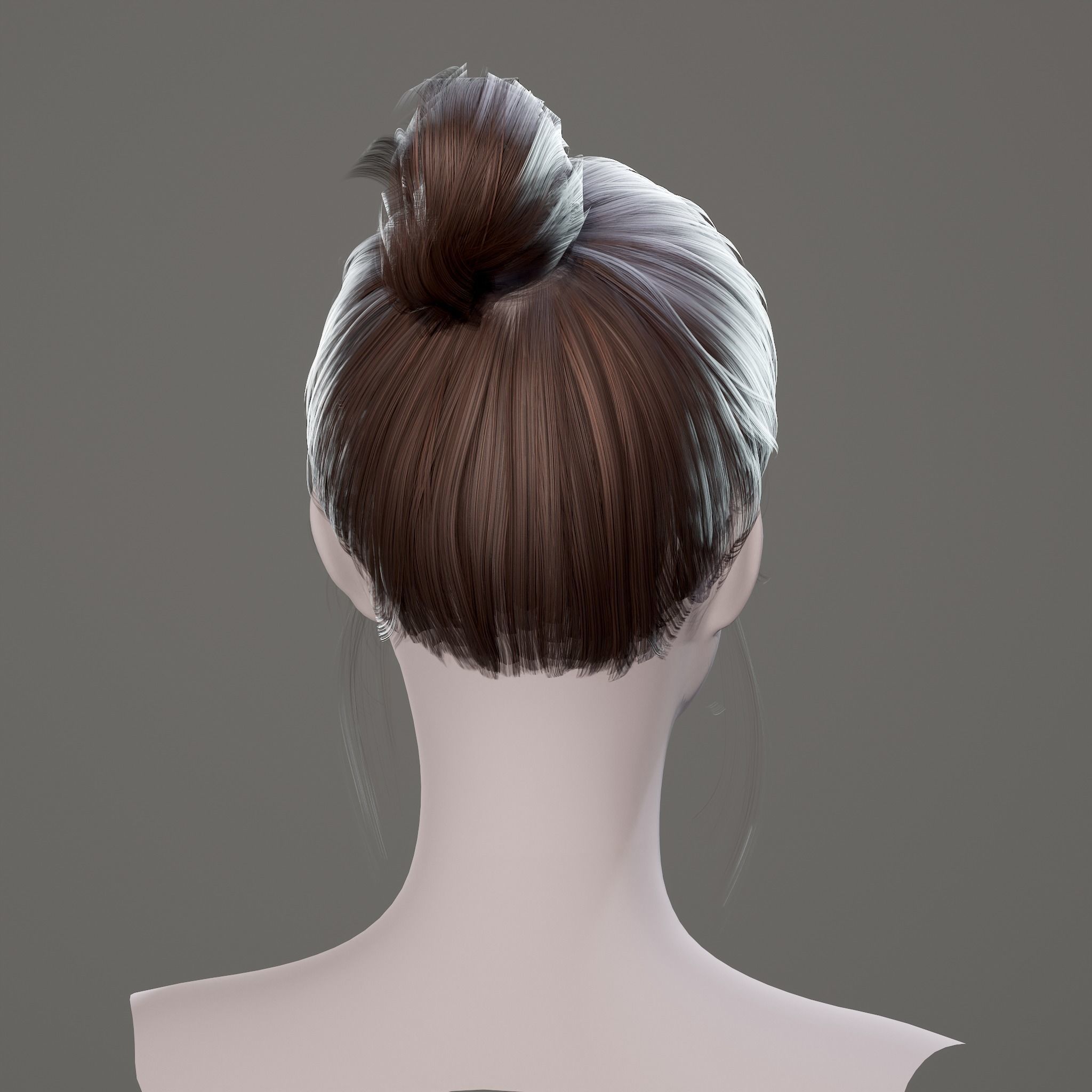 Game-Ready Hair  Low-poly 3D model_3