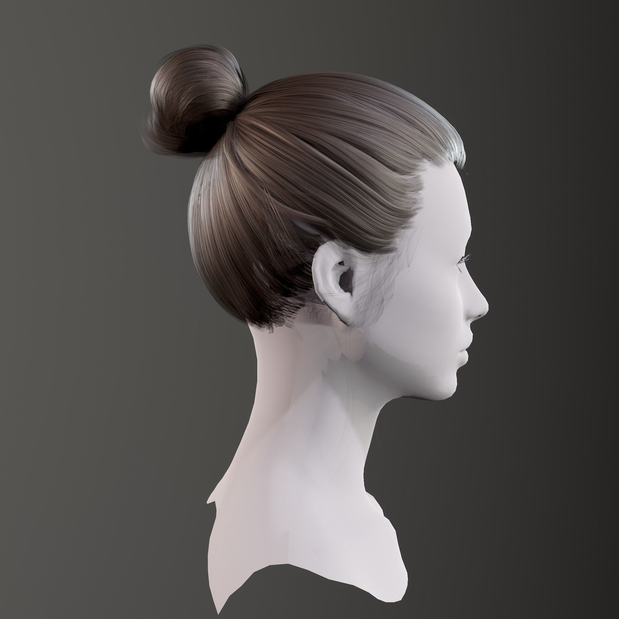 Game-Ready Hair  Low-poly 3D model_1