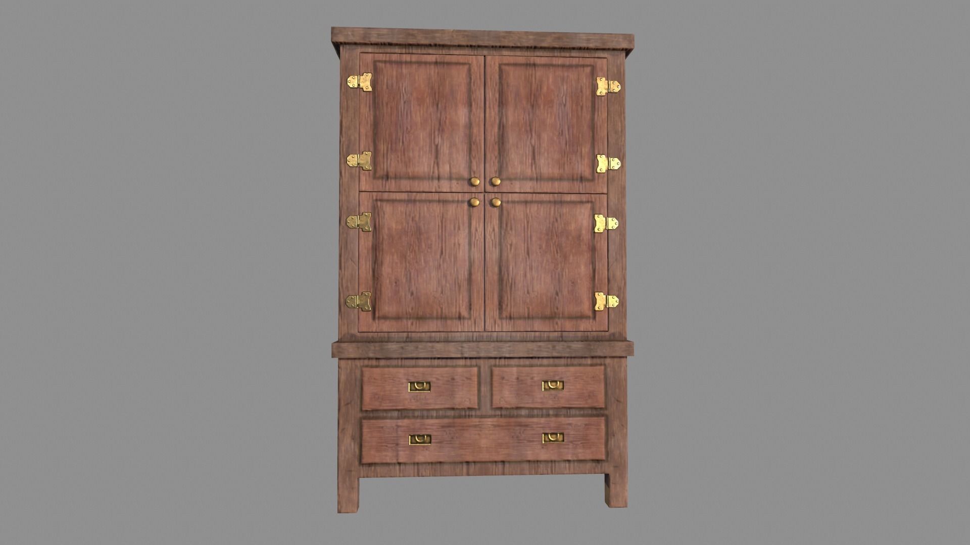 Old Cupboard Low-poly 3D model_2