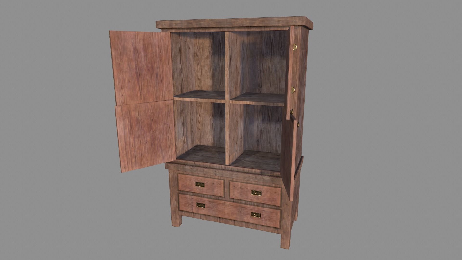 Old Cupboard Low-poly 3D model_3