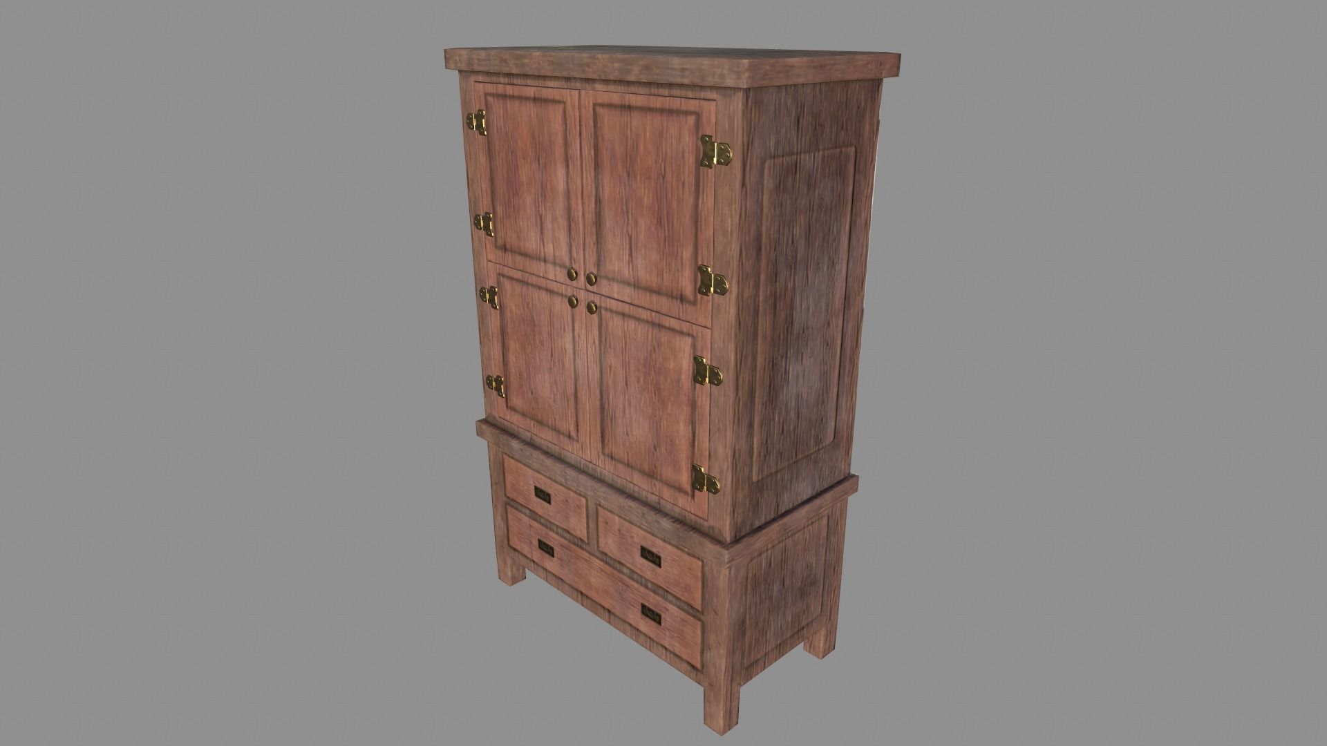 Old Cupboard Low-poly 3D model_6
