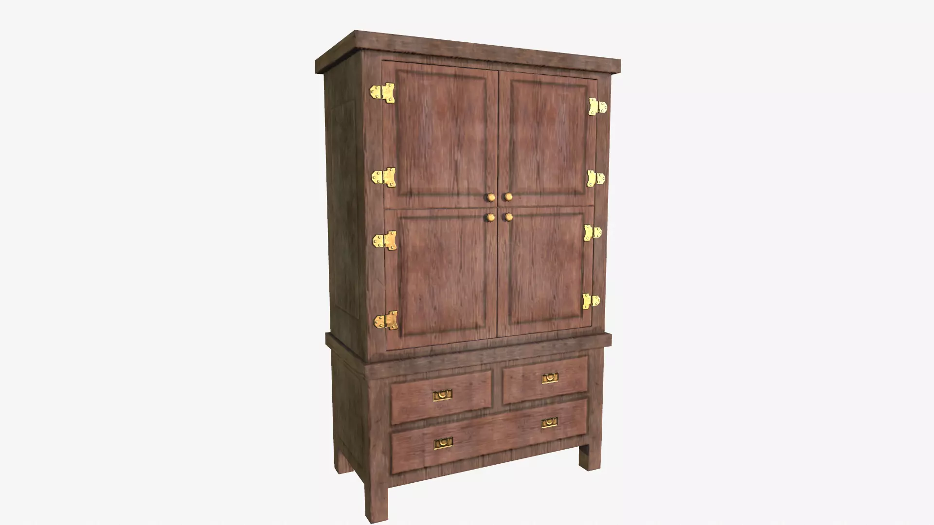 Old Cupboard Low-poly 3D model_0