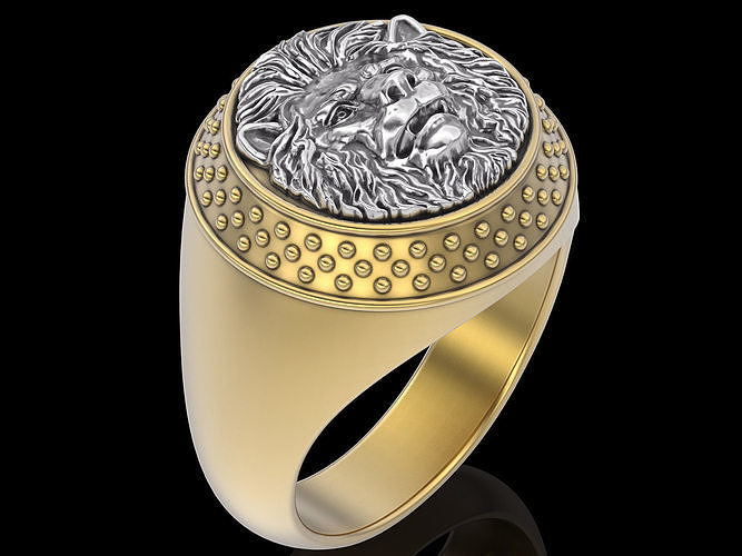 Lion ring silver gold  jewelry printable 3D model 3D print model
