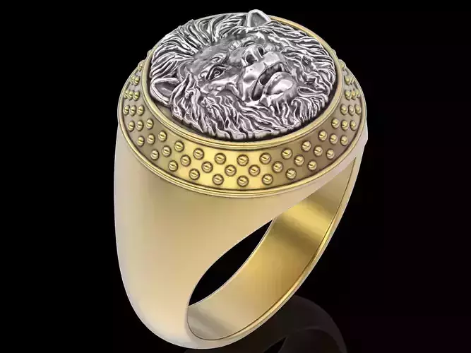 Lion ring silver gold  jewelry printable 3D model