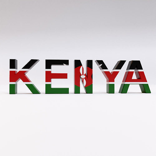 Kenya country name text 3d model  Low-poly 3D model