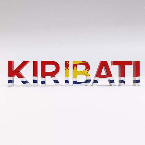 Kiribati country Name text 3d model  Low-poly 3D model