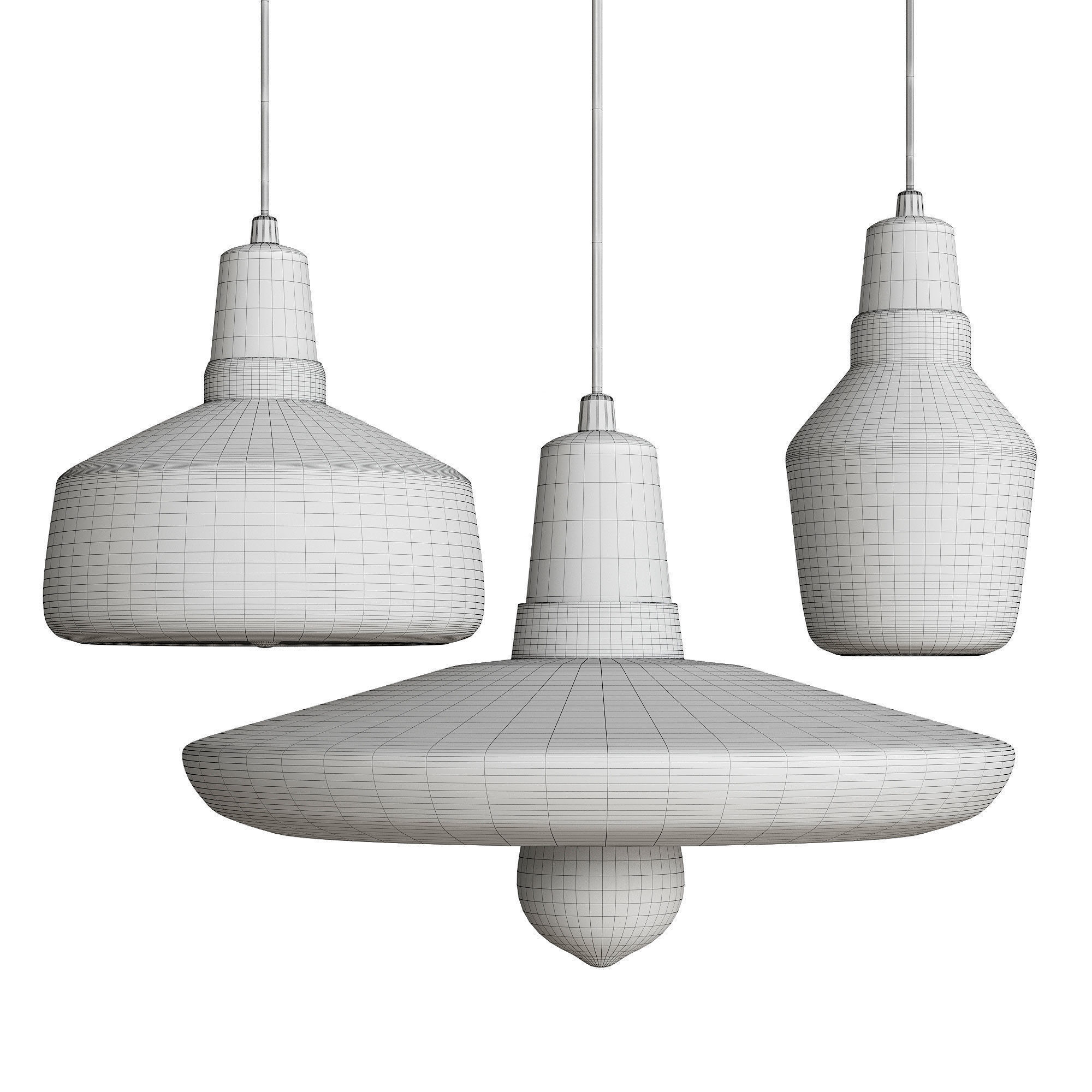 Irregular Three Head Glass Chandelier 3D model_1