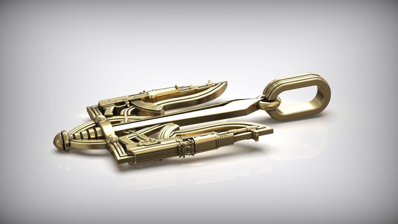 Ukrainian State Symbol Trident Sword Army Emblem 3D print model_5