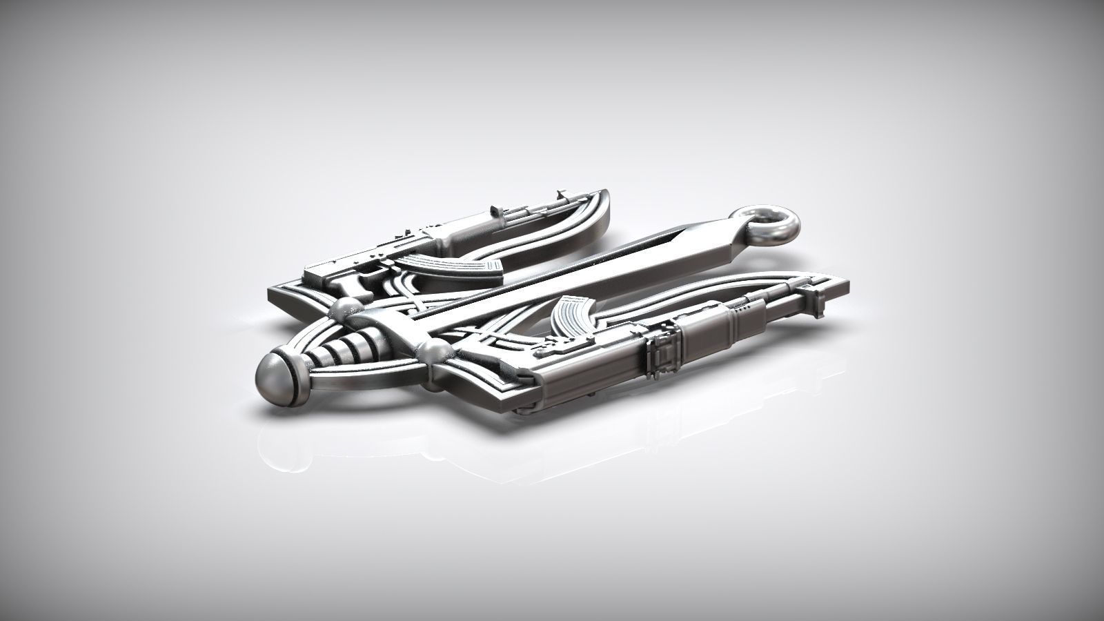 Ukrainian State Symbol Trident Sword Army Emblem 3D print model_6