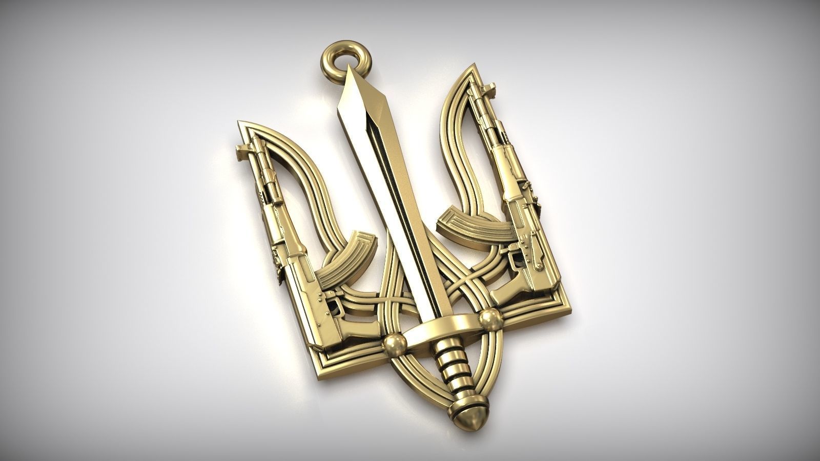 Ukrainian State Symbol Trident Sword Army Emblem 3D print model_1