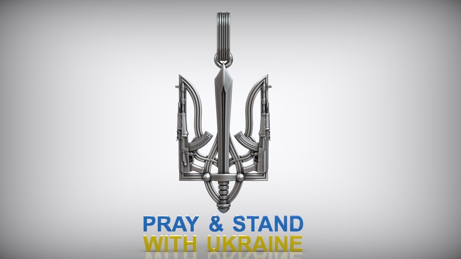 Ukrainian State Symbol Trident Sword Army Emblem 3D print model_2