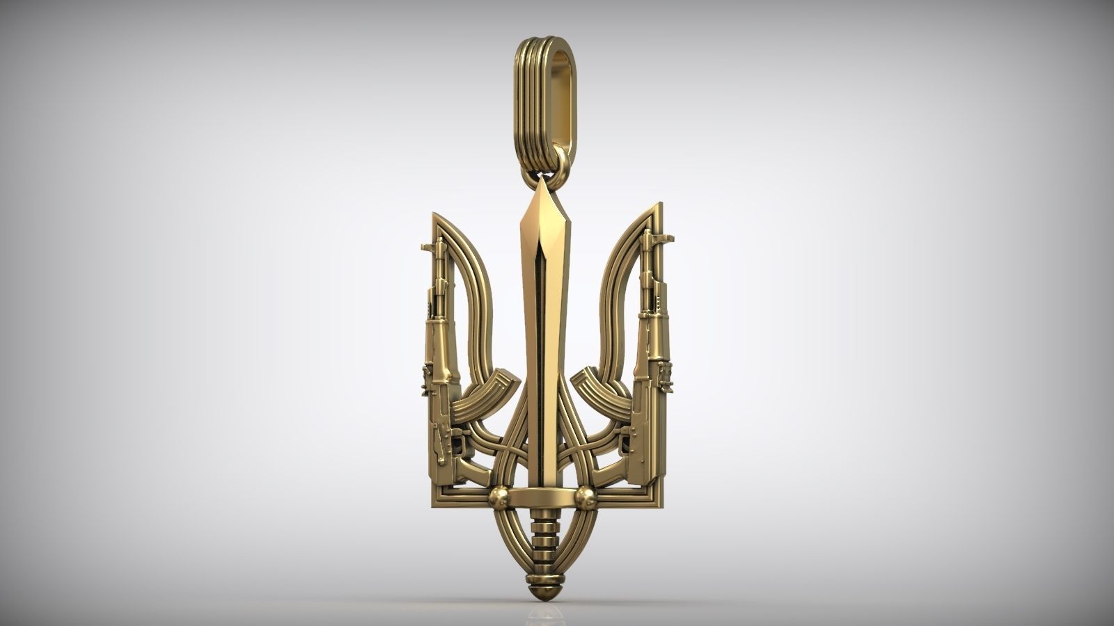 Ukrainian State Symbol Trident Sword Army Emblem 3D print model_3
