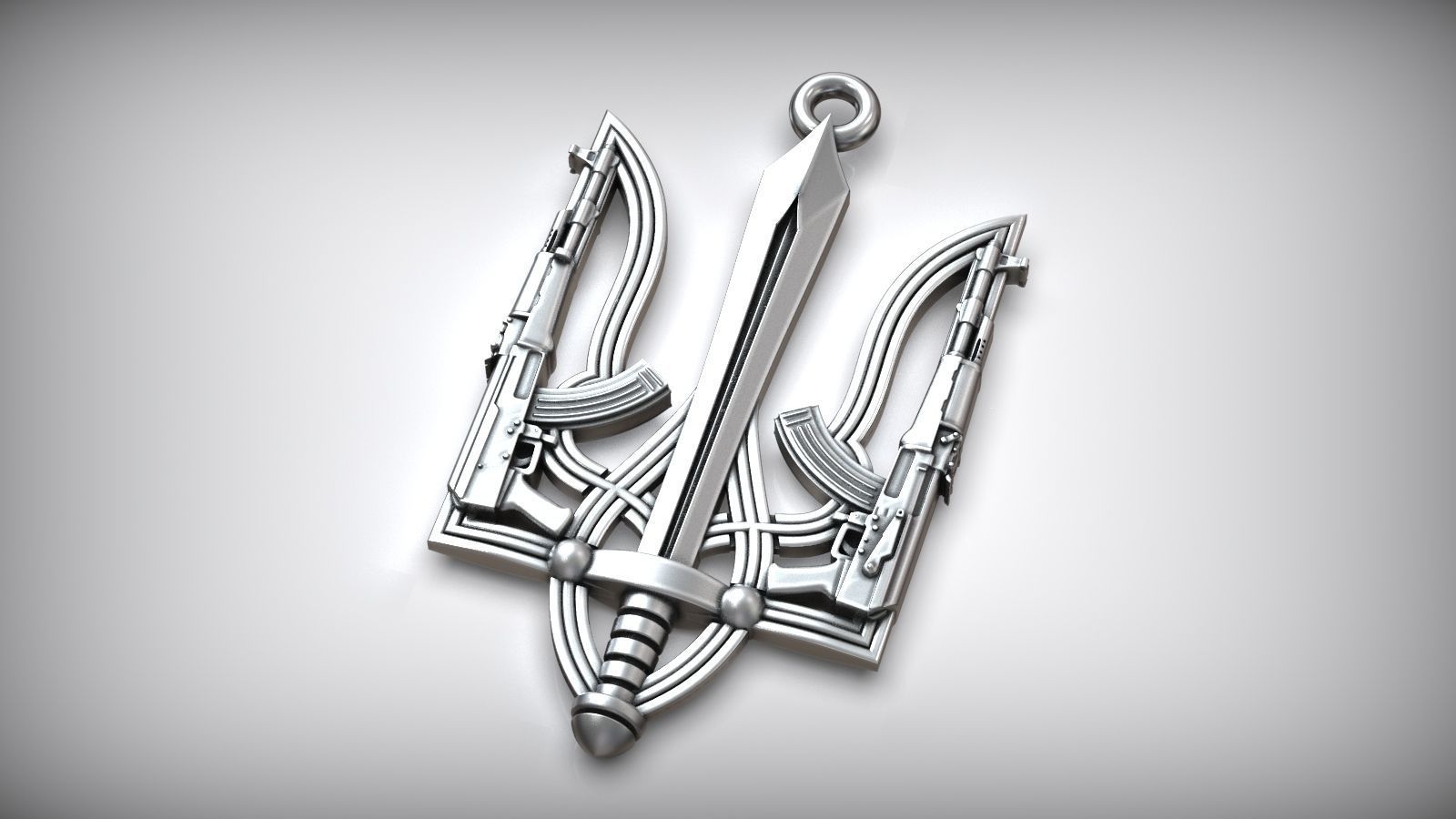 Ukrainian State Symbol Trident Sword Army Emblem 3D print model_4