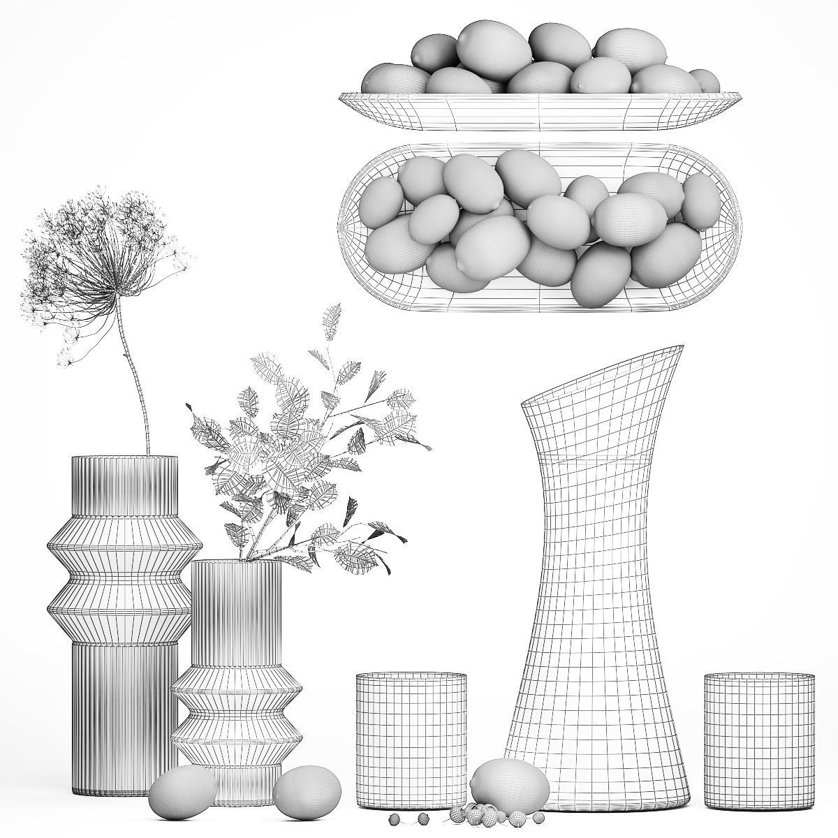 Bouquet Of Flowers With Carafe Of Lime Lemonade 3D model_6