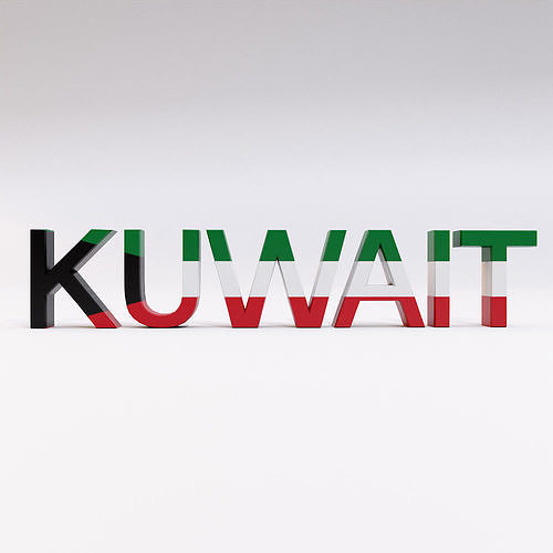 Kuwait country Name text 3d model  Low-poly 3D model