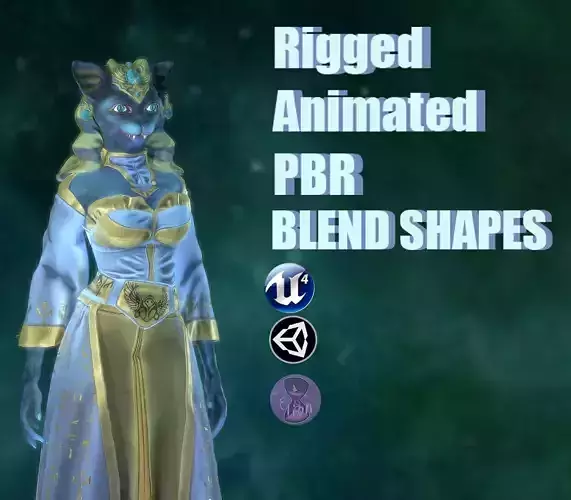 Goddess Cat Low-poly 3D model