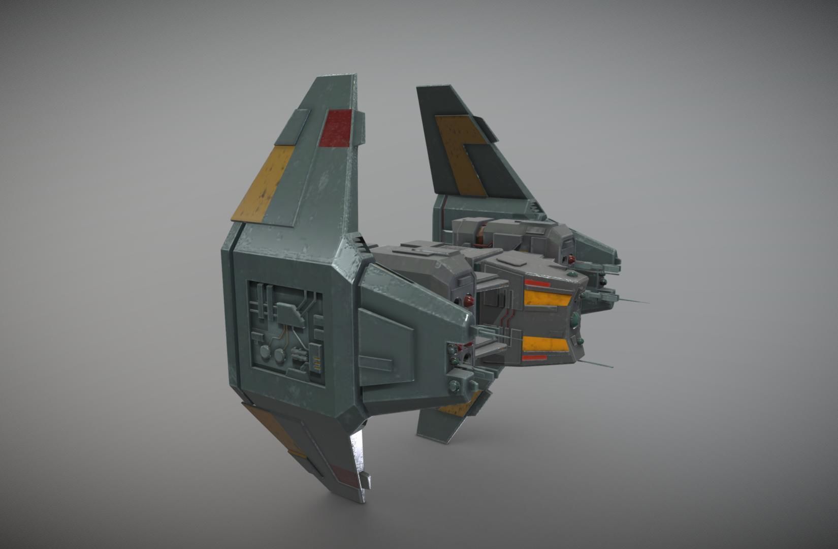 Sci-Fi Type-C Combat Drone Low-poly 3D model_6
