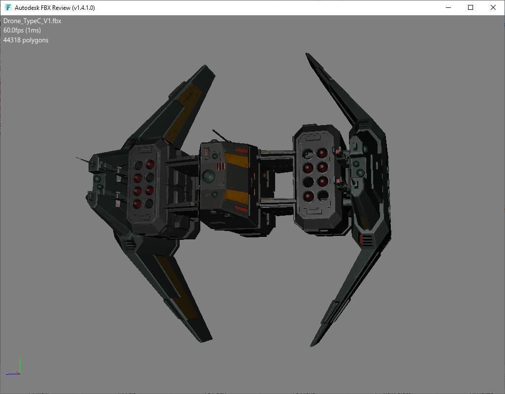 Sci-Fi Type-C Combat Drone Low-poly 3D model_4