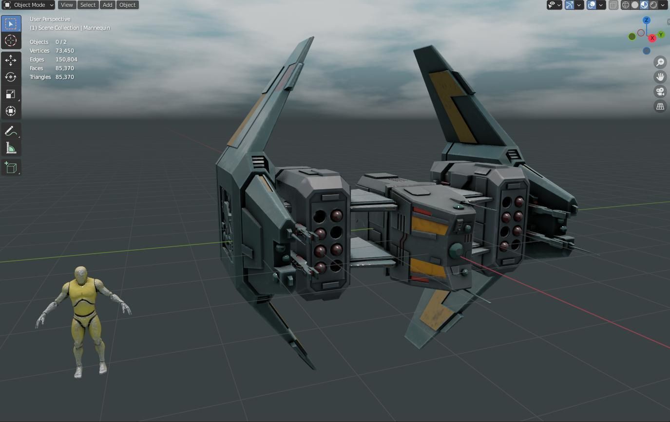 Sci-Fi Type-C Combat Drone Low-poly 3D model_1