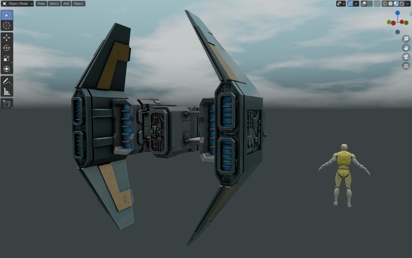 Sci-Fi Type-C Combat Drone Low-poly 3D model_2