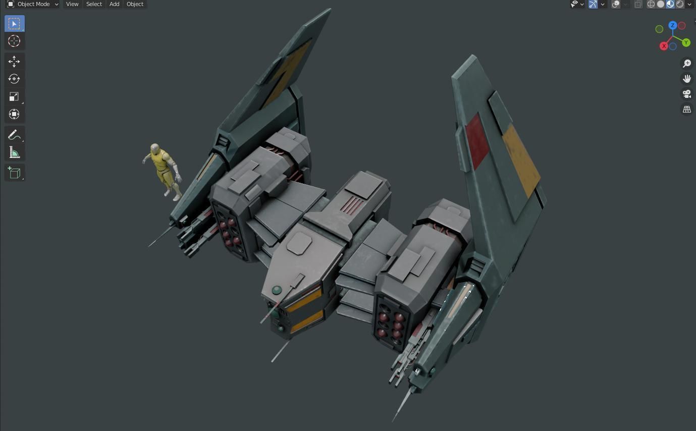 Sci-Fi Type-C Combat Drone Low-poly 3D model_3