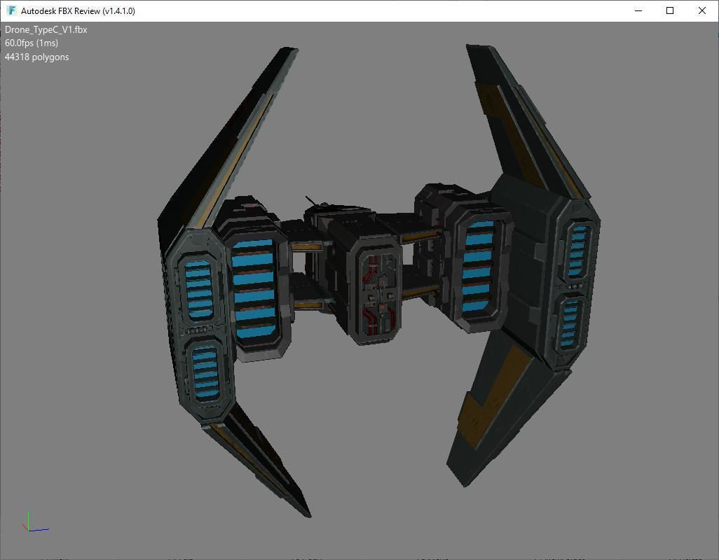 Sci-Fi Type-C Combat Drone Low-poly 3D model_5