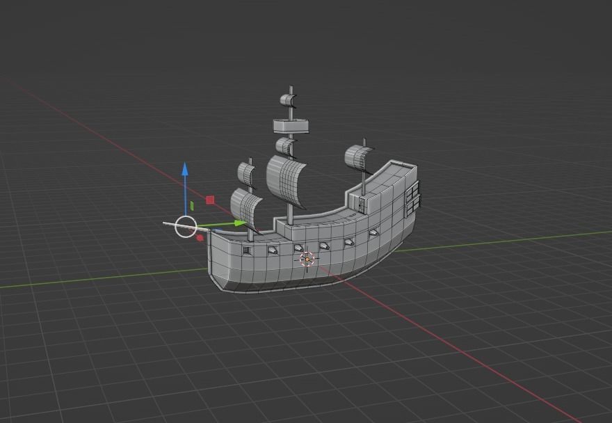 no texture 3D pirate ship model Low-poly 3D model_3