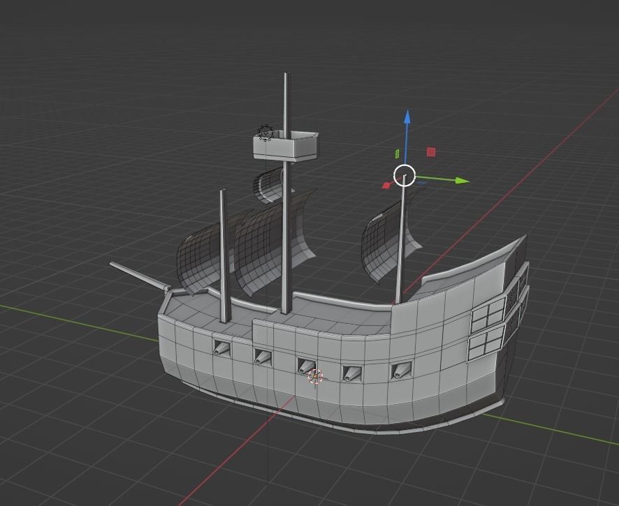 no texture 3D pirate ship model Low-poly 3D model_2