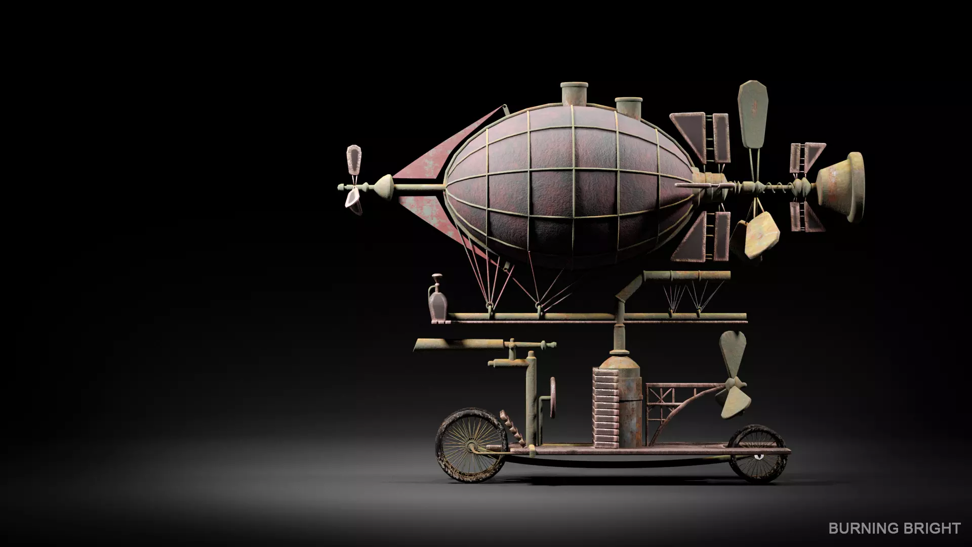 Fantasy Steampunk Flying Machine Low-poly 3D model