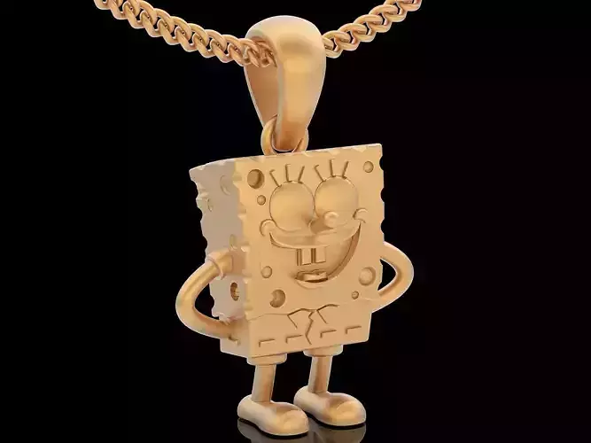 Sponge Bob pendant  gold printable jewelry 3D model